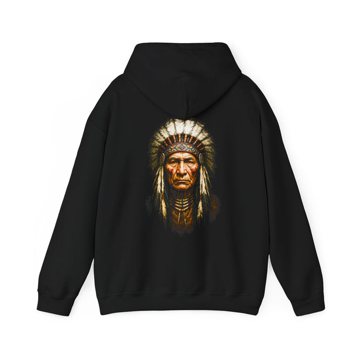 Tribal Chief Graphic Hoodie, Unisex Heavy Blend Pullover, Native American Art Sweatshirt - Rare Leather Order Now !!