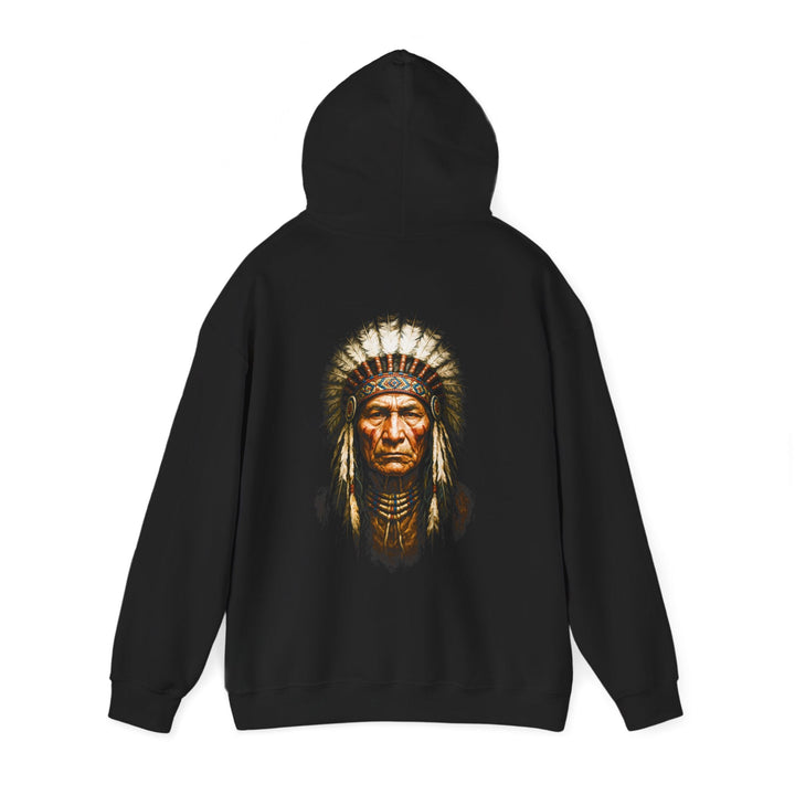 Tribal Chief Graphic Hoodie, Unisex Heavy Blend Pullover, Native American Art Sweatshirt - Rare Leather Order Now !!