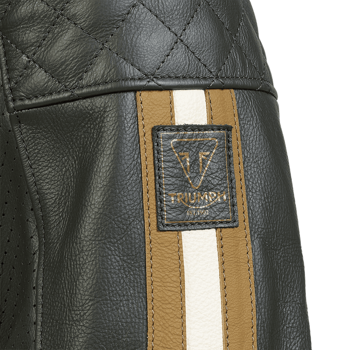 Triumph Braddan Gold Retro Air Race Black Leather Jacket - Rare Leather Order Now !!