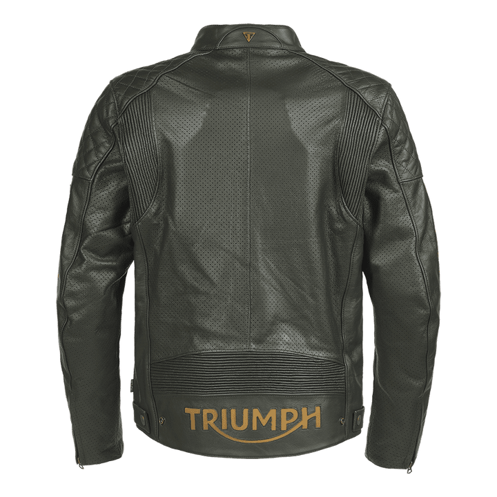Triumph Braddan Gold Retro Air Race Black Leather Jacket - Rare Leather Order Now !!