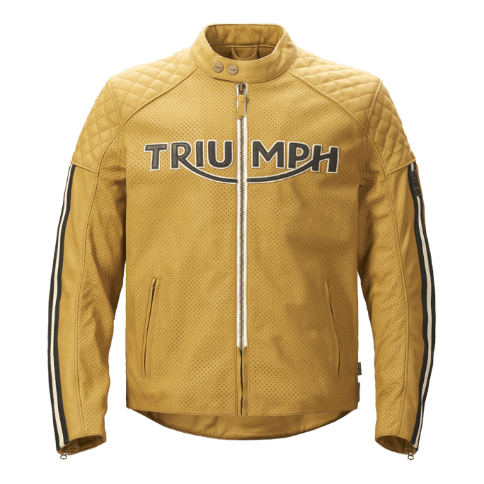 Triumph Braddan Gold Retro Air Race Leather Jacket - Rare Leather Order Now !!