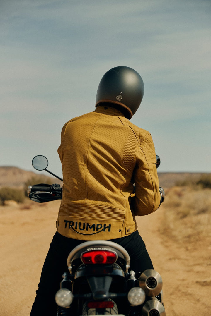 Triumph Braddan Gold Retro Air Race Leather Jacket - Rare Leather Order Now !!