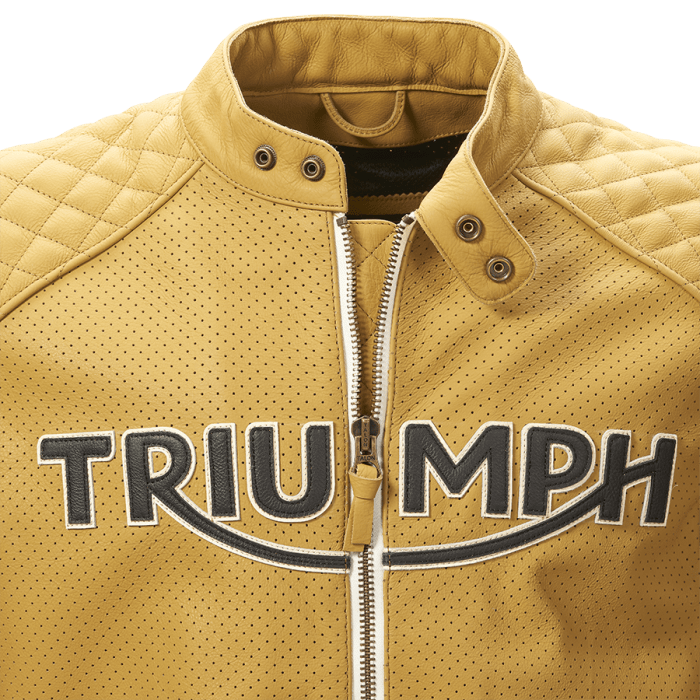 Triumph Braddan Gold Retro Air Race Leather Jacket - Rare Leather Order Now !!