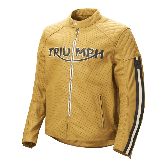 Triumph Braddan Gold Retro Air Race Leather Jacket - Rare Leather Order Now !!
