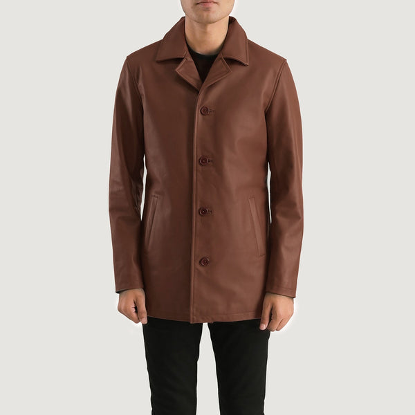 Urban Slate Brown Leather Coat - Rare Leather