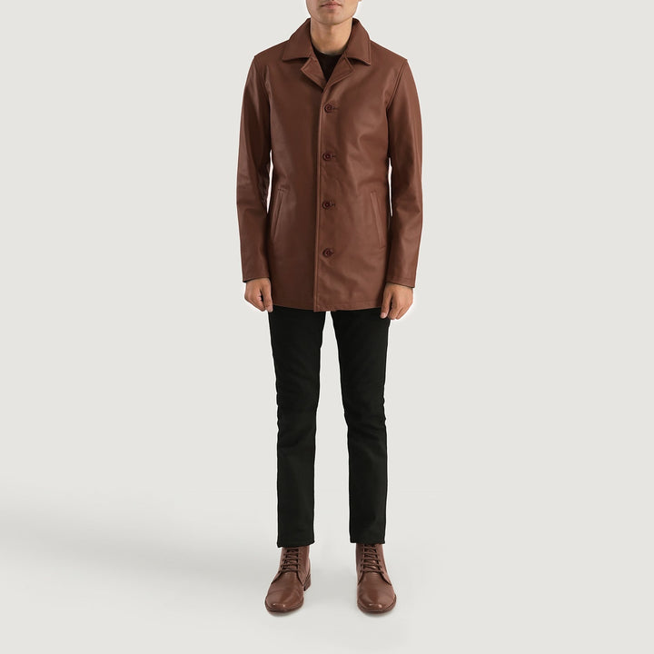 Urban Slate Brown Leather Coat - Rare Leather