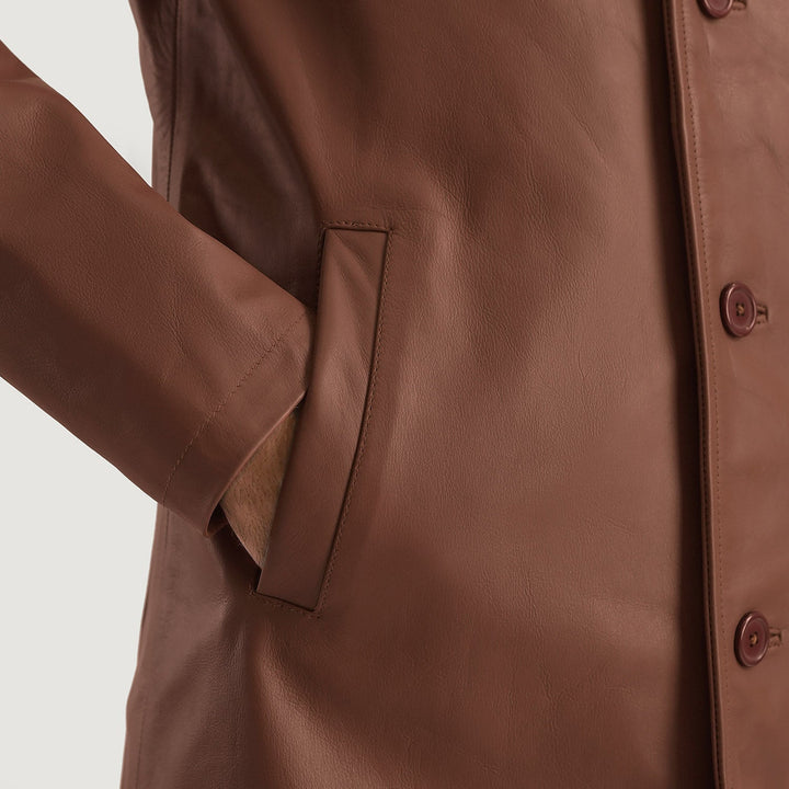 Urban Slate Brown Leather Coat - Rare Leather