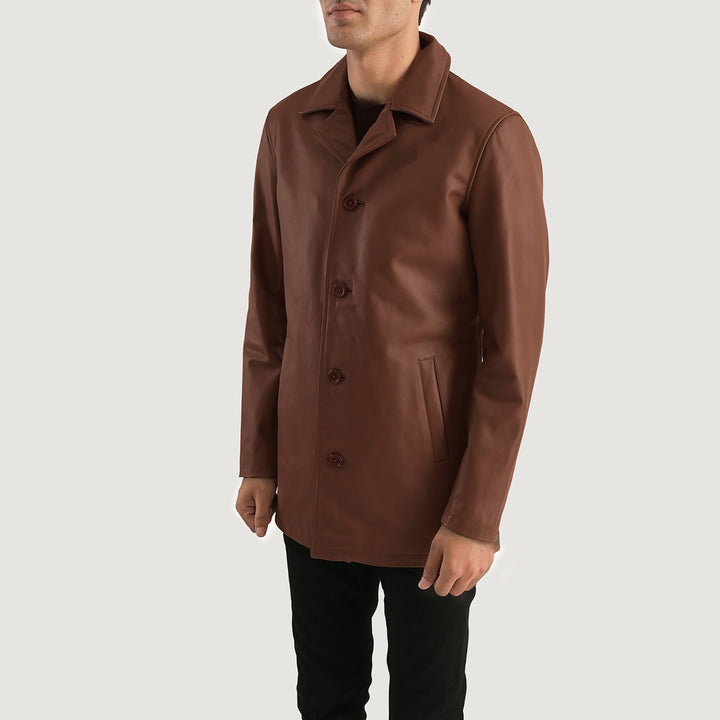 Urban Slate Brown Leather Coat - Rare Leather