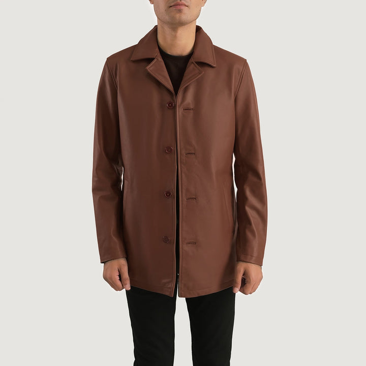 Urban Slate Brown Leather Coat - Rare Leather