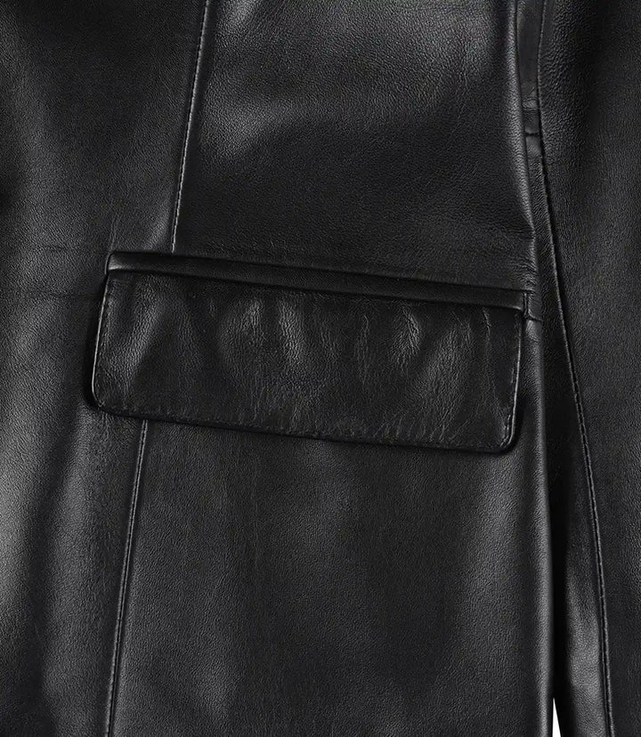 Vicenza Women's Black Two - Button Leather Blazer - Rare Leather