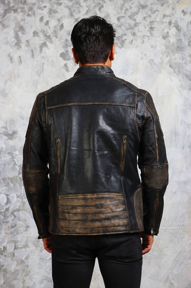 Vintage Distressed Men's Biker Leather Jacket - Rare Leather