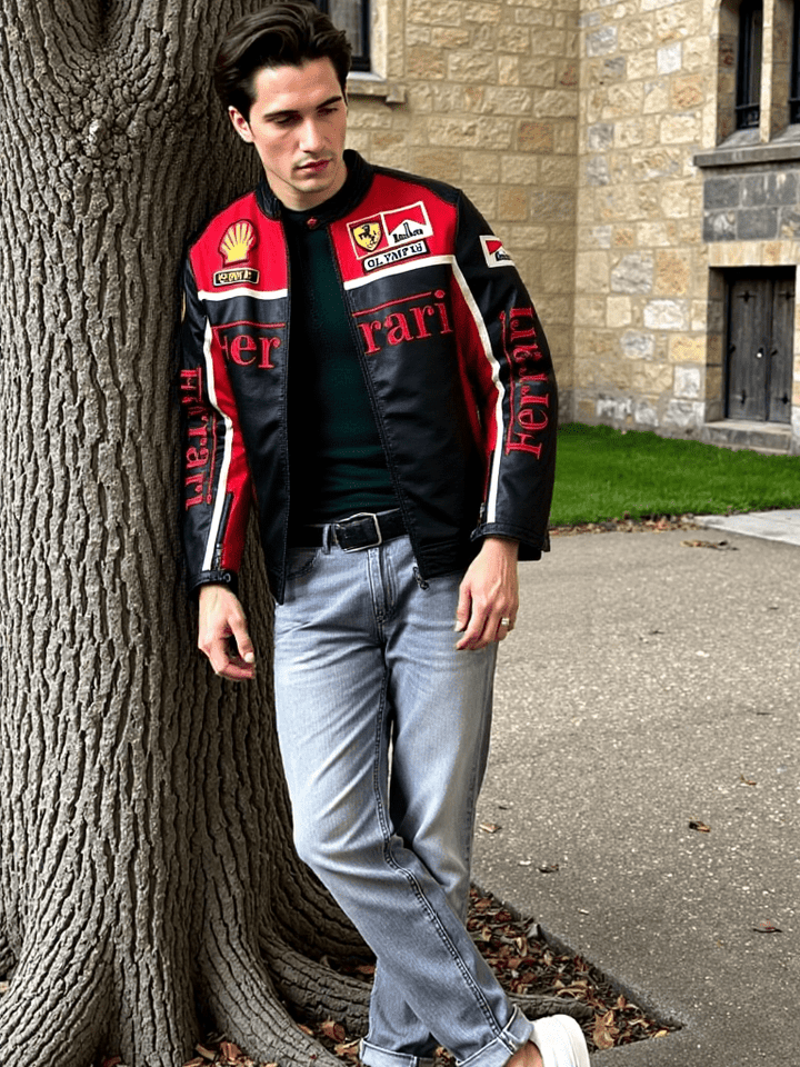 Vintage Ferrari Leather Motorcycle Jacket - Rare Leather Order Now !!