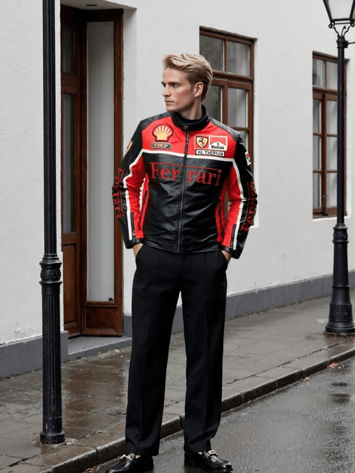 Vintage Ferrari Leather Motorcycle Jacket - Rare Leather Order Now !!