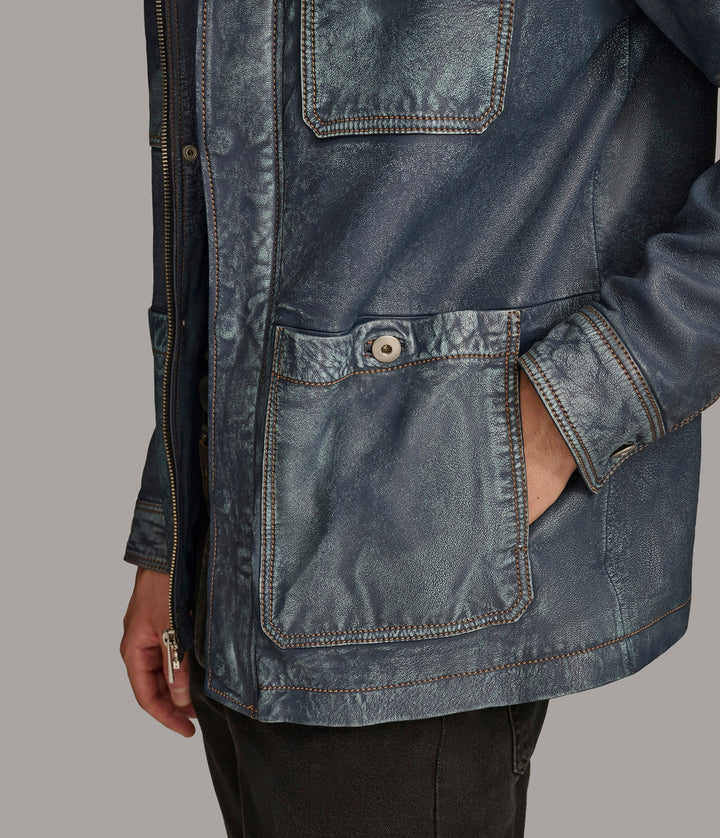 Wesley Denim Leather Chore Jacket - Rare Leather