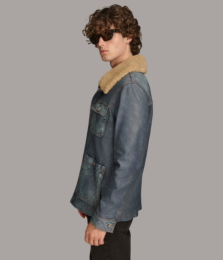 Wesley Denim Leather Chore Jacket - Rare Leather