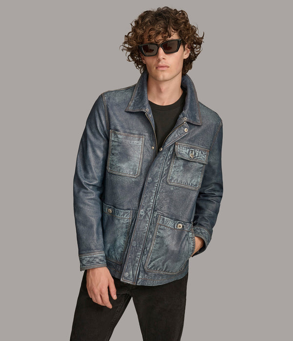 Wesley Denim Leather Chore Jacket - Rare Leather