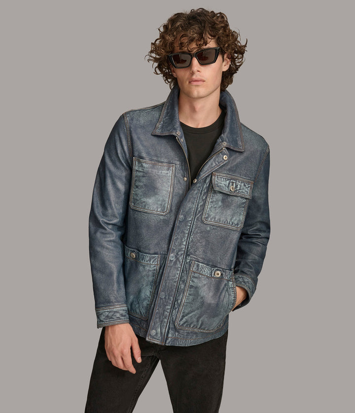Wesley Denim Leather Chore Jacket - Rare Leather