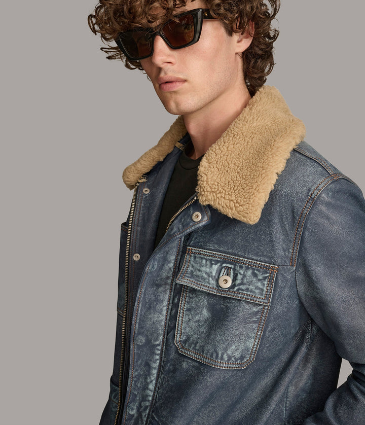 Wesley Denim Leather Chore Jacket - Rare Leather