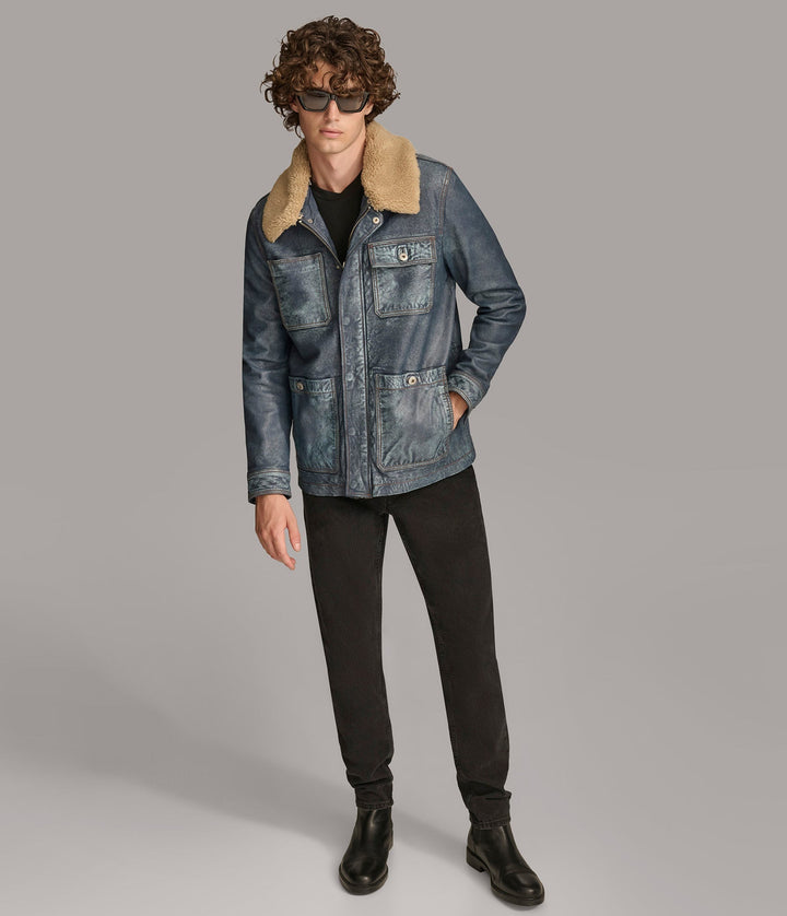Wesley Denim Leather Chore Jacket - Rare Leather