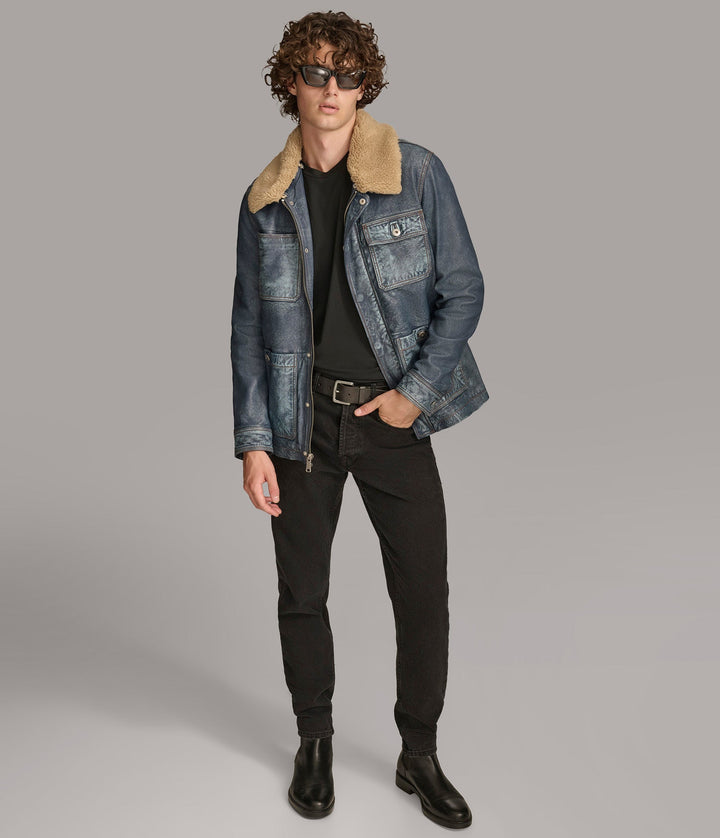 Wesley Denim Leather Chore Jacket - Rare Leather