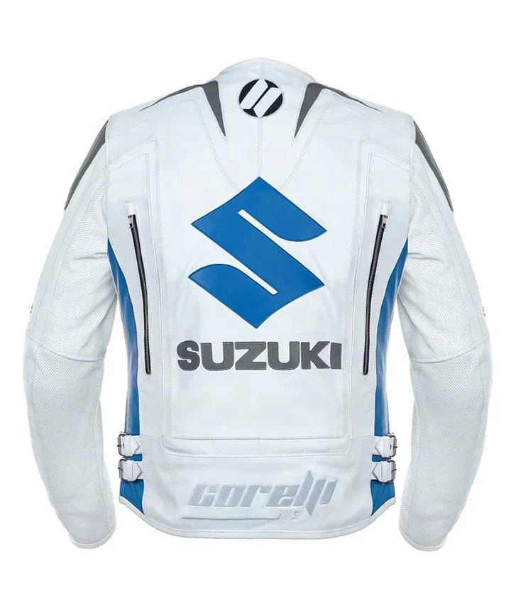 White Suzuki Motul Motorcycle Leather Racing Jacket - Rare Leather