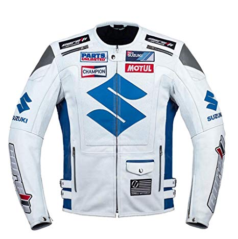White Suzuki Motul Motorcycle Leather Racing Jacket - Rare Leather
