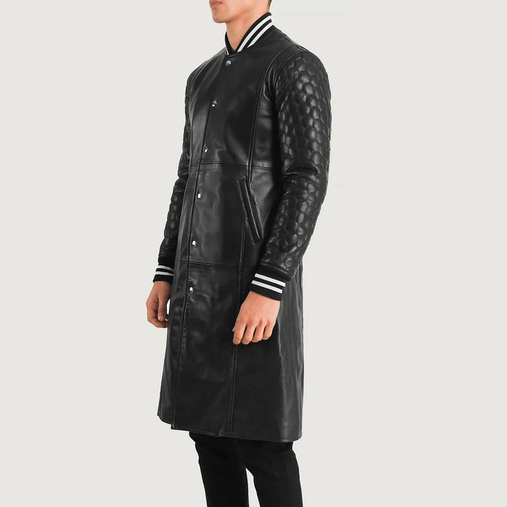 Wilde Black Leather Varsity Coat - Rare Leather