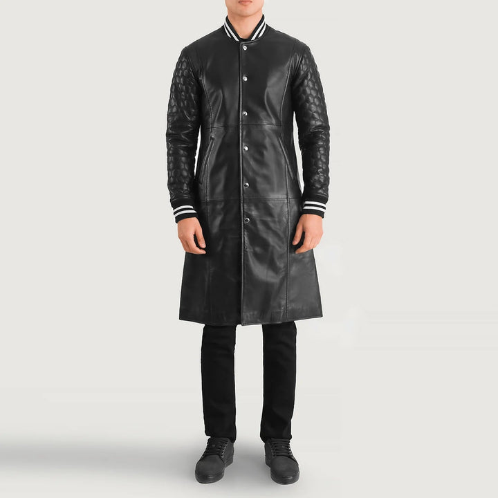 Wilde Black Leather Varsity Coat - Rare Leather