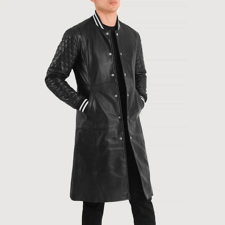 Wilde Black Leather Varsity Coat - Rare Leather