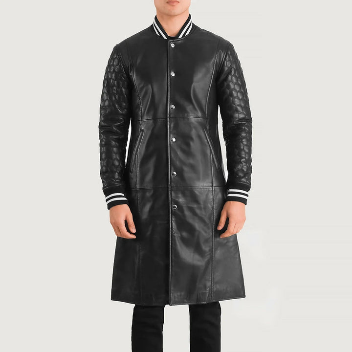 Wilde Black Leather Varsity Coat - Rare Leather