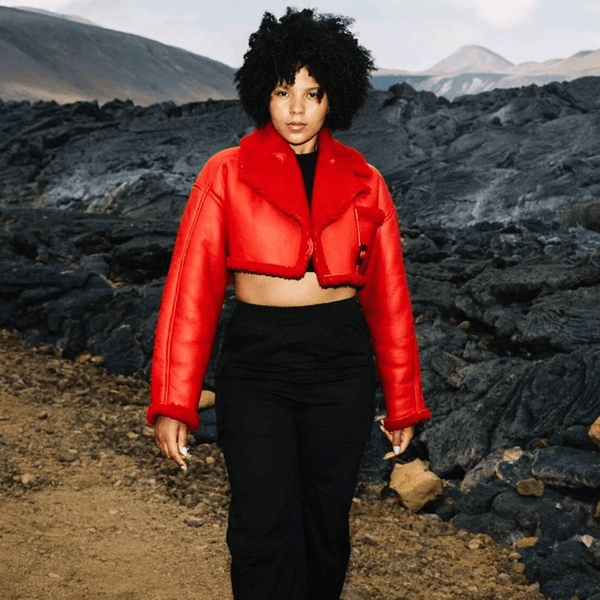Women Red Pilot Aviator Flight B3 Bomber Faux Fur Shearling Real Sheepskin Leather Jacket - Rare Leather