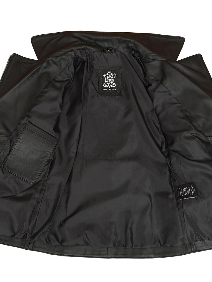 Women's Asymmetrical Black Leather Jacket - Rare Leather