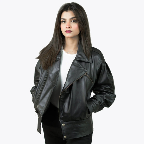 Women’s Biker Black Leather Jacket - Rare Leather