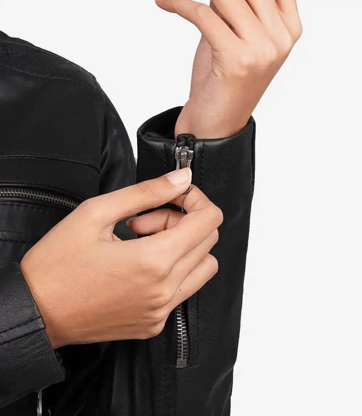Women's Black Cafe Racer Leather Jacket - Rare Leather