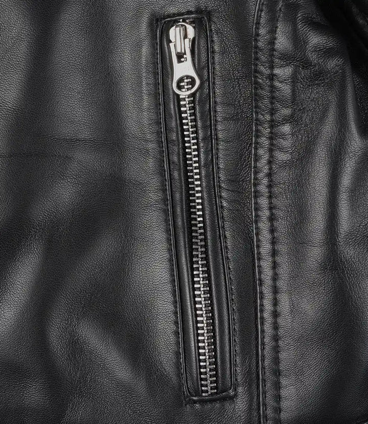 Women's Black Cropped Leather Moto Jacket - Rare Leather