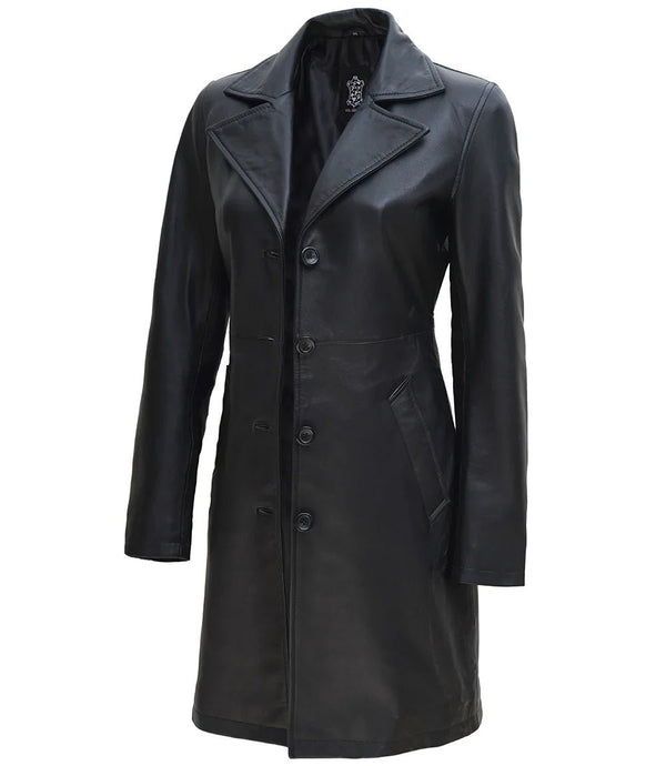 Women's Black Real Leather Car Coat - Rare Leather