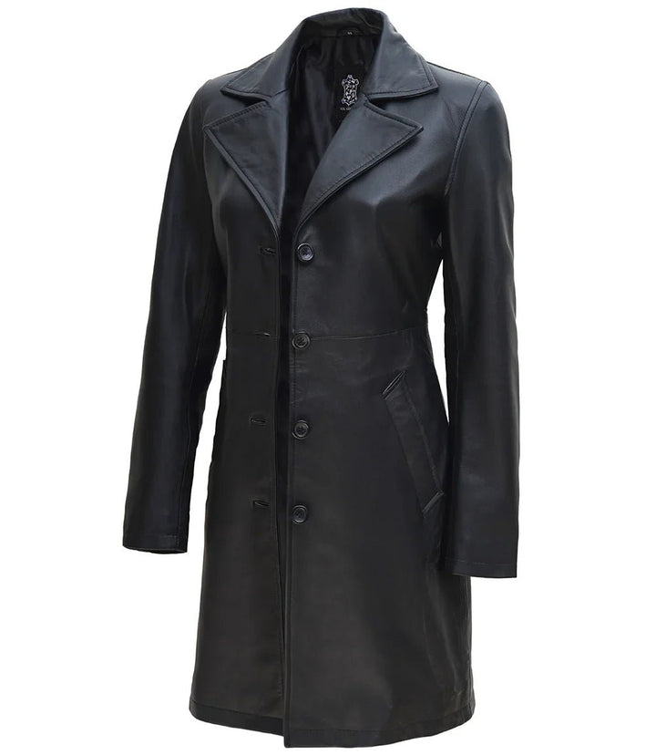 Women's Black Real Leather Car Coat - Rare Leather