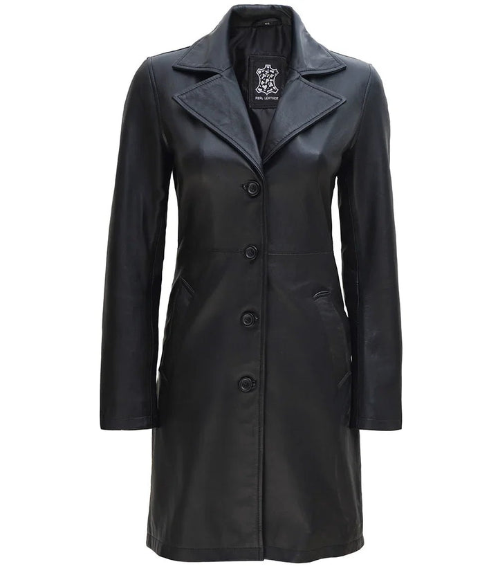 Women's Black Real Leather Car Coat - Rare Leather
