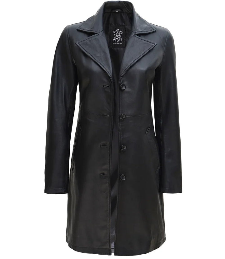 Women's Black Real Leather Car Coat - Rare Leather