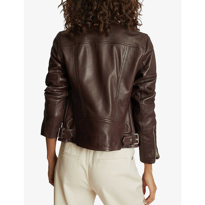 Women’s Chocolate Brown Leather Biker Jacket - Rare Leather