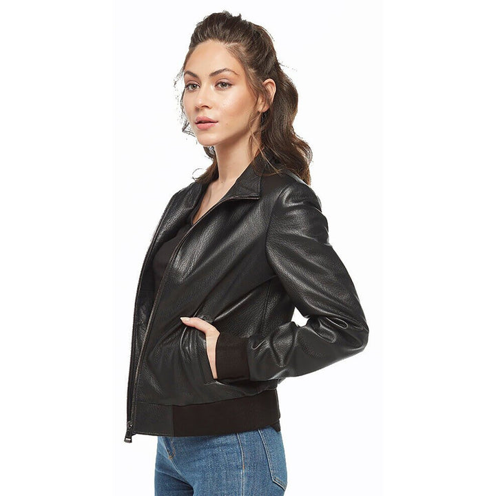 Women’s Leather Bomber Jacket in Black - Rare Leather