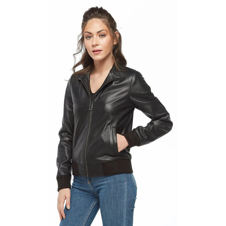 Women’s Leather Bomber Jacket in Black - Rare Leather