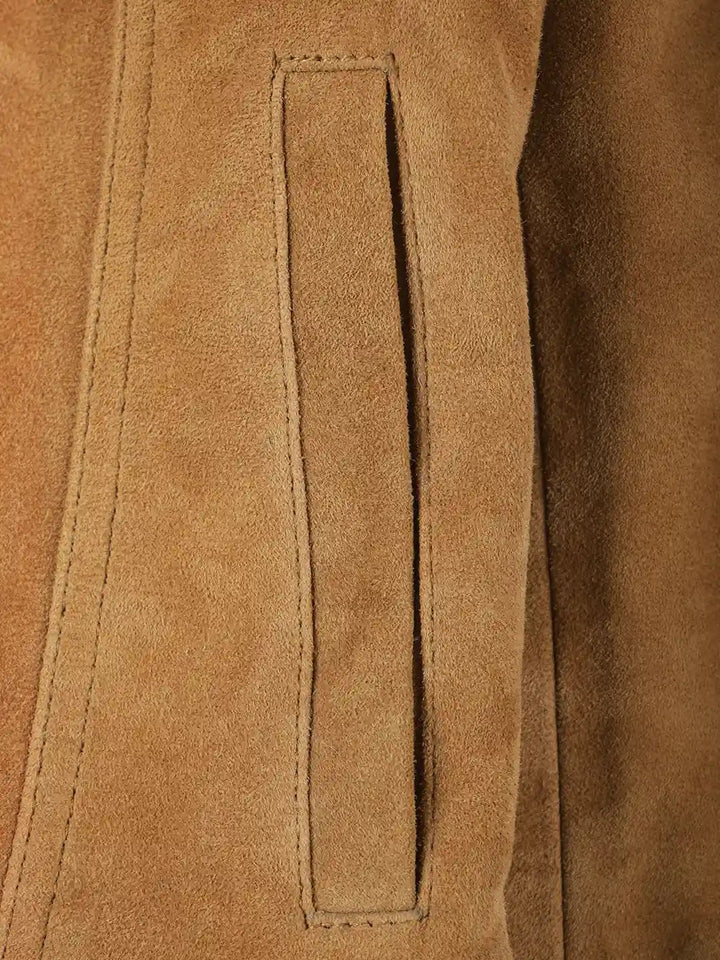 Women's Light Brown Suede Trucker Jacket - Rare Leather