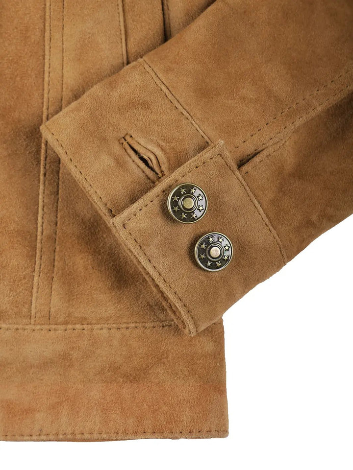 Women's Light Brown Suede Trucker Jacket - Rare Leather