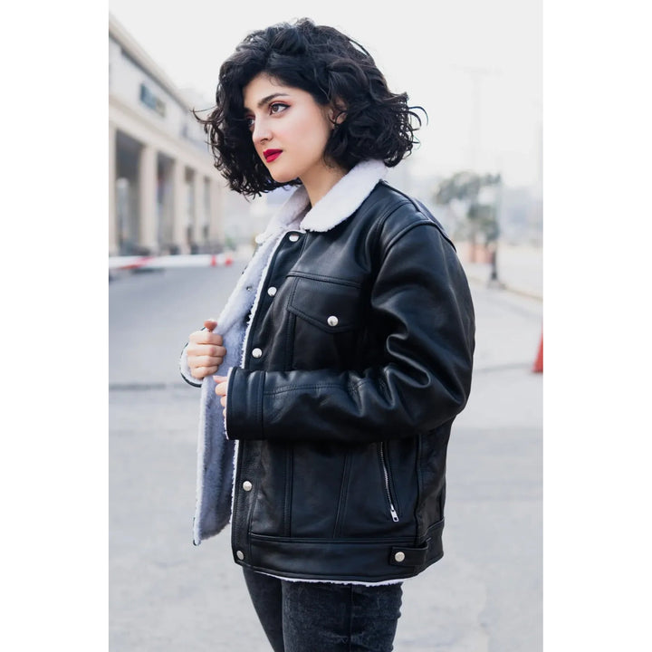 Women’s RAF B3 Aviator Shearling Sheepskin Trucker Jacket - Rare Leather