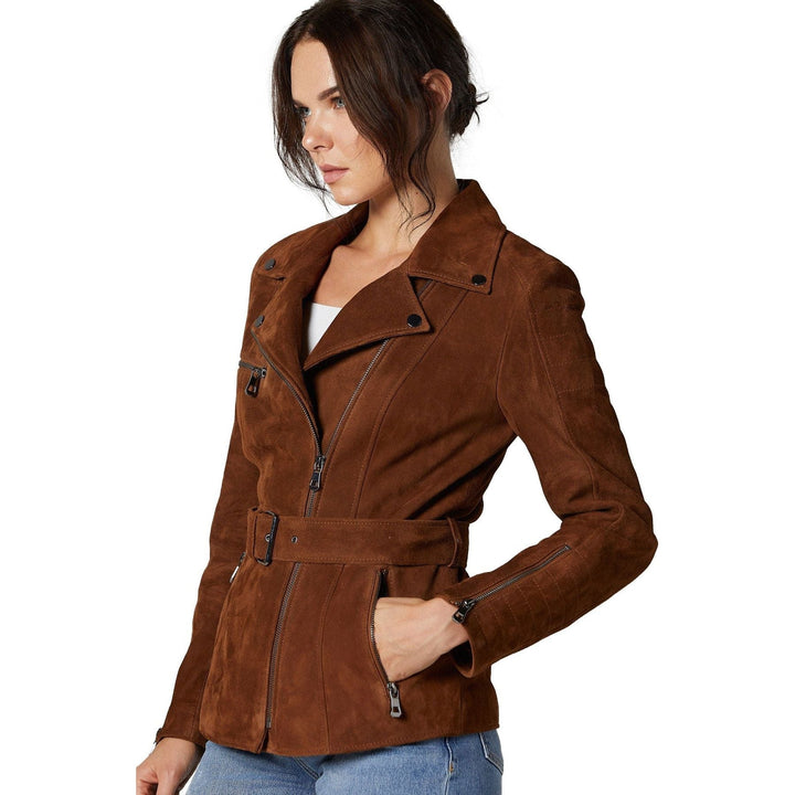 Women’s Suede Leather Belted Coat - Rare Leather