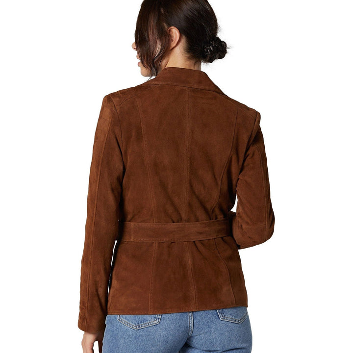 Women’s Suede Leather Belted Coat - Rare Leather