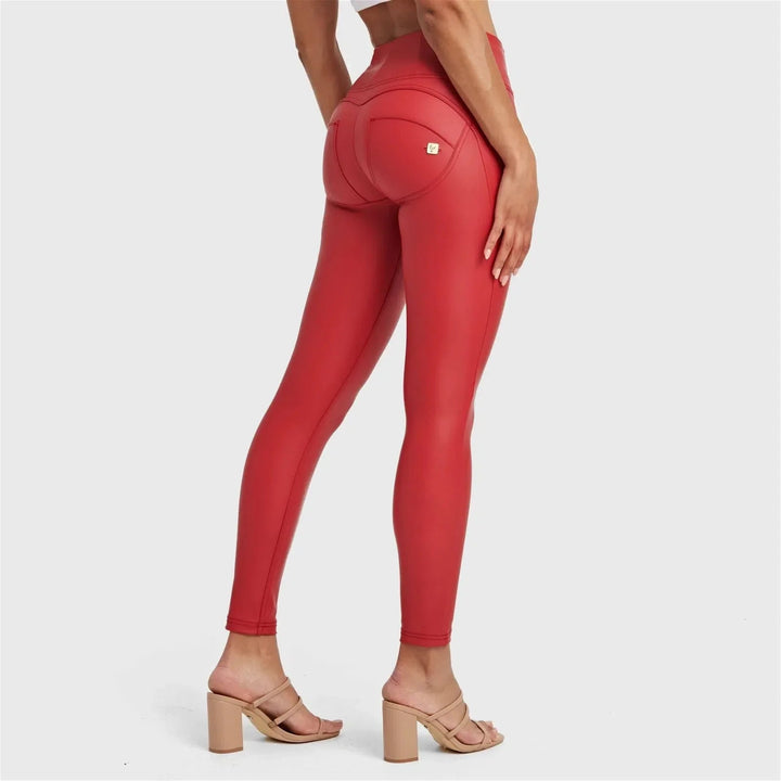 WRUP Faux Leather - High Waisted - Petite Length - Red - Rare Leather