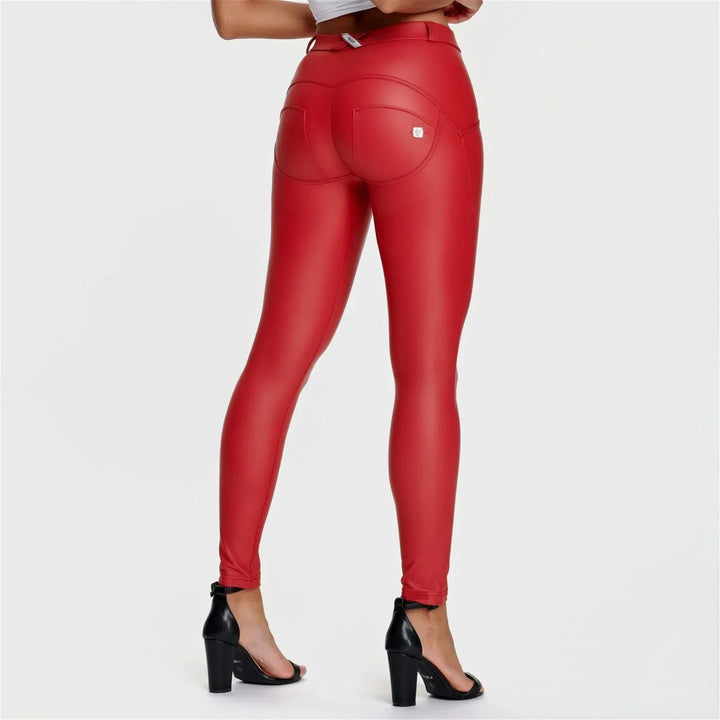 WRUP Faux Leather - Mid Rise - Full Length - Red - Rare Leather