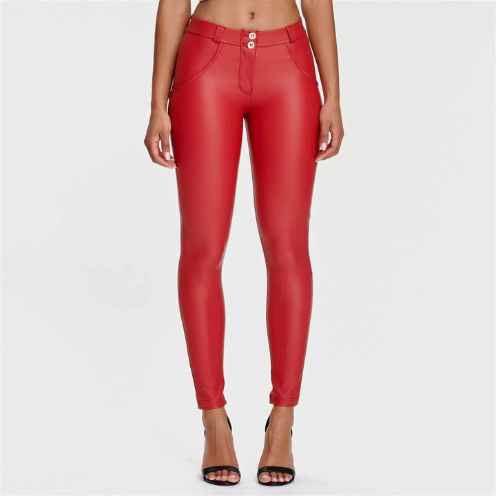 WRUP Faux Leather - Mid Rise - Full Length - Red - Rare Leather